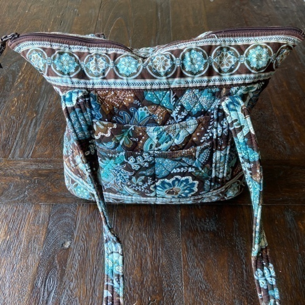 Vera Bradley Tote Bag in aqua and brown